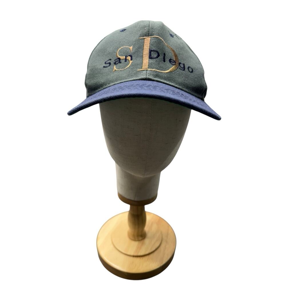 Vintage 90's H Kap OS Wool Blend Blue Green San Diego Snap Adjustable Cap